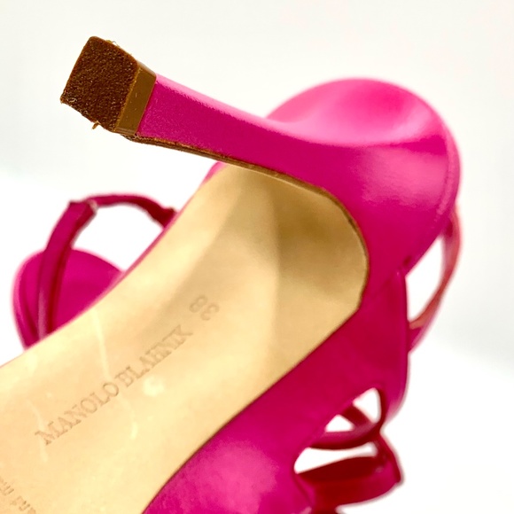 MANOLO BLAHNIK Mochusky Kid Fuschia heels SZ 38 - Picture 12 of 13